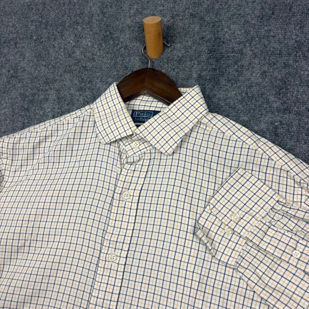 Polo Ralph Lauren Shirt Mens 16.5 34/35 White Check Regent Classic Fit Cotton